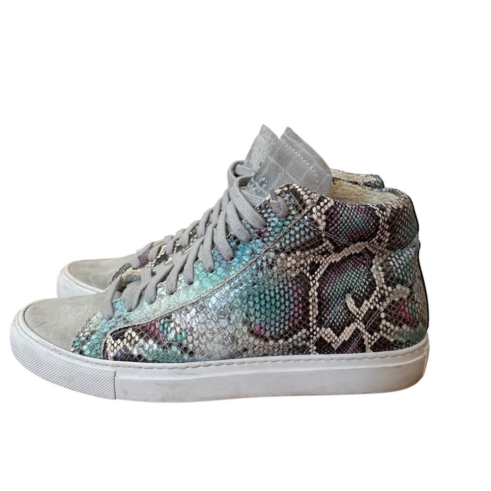 P448 Skate High Top Sneakers Women Multicolor Snakeskin Suede Boho SIZE 39